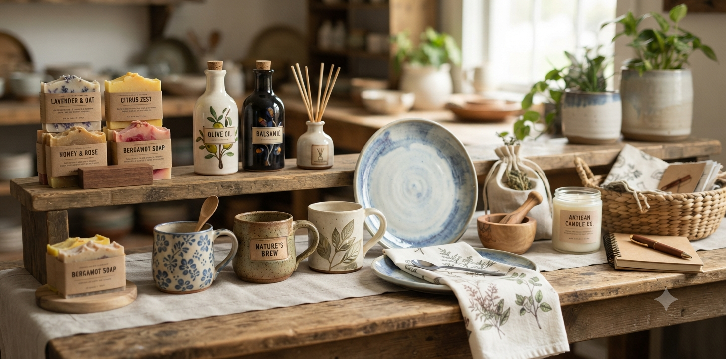 Handcrafted ceramics, soaps and home goods